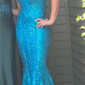 Portia and Scarlett Vibrant Blue Sequin Gown